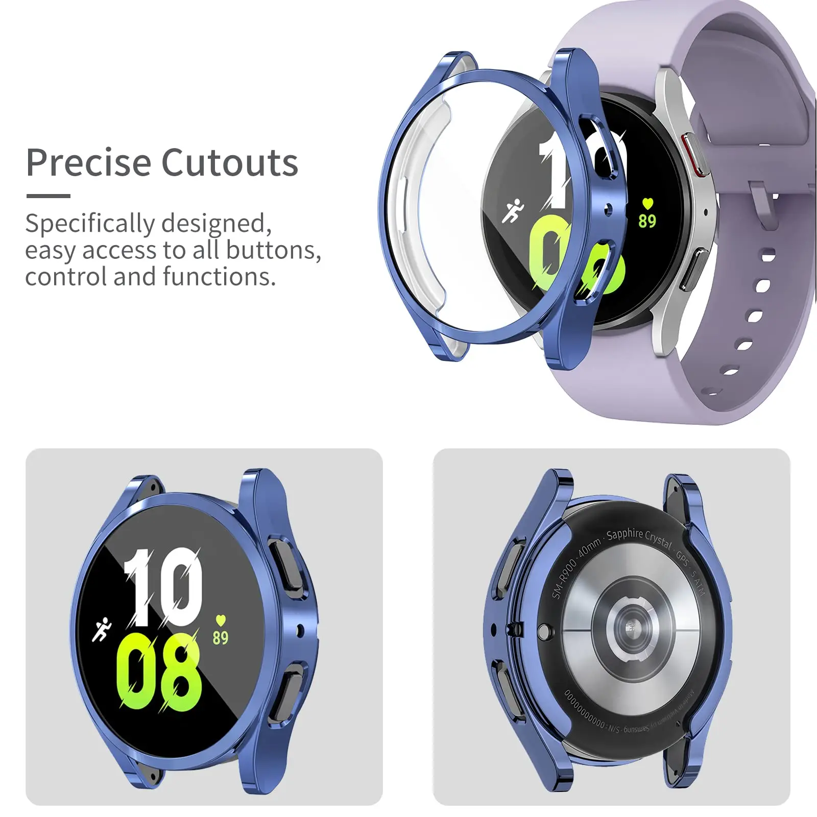 Case for samsung Galaxy watch 4/5/6 44mm 40mm TPU Plated all-around bumper cover Screen protector Galaxy watch6 5 44mm 40mm