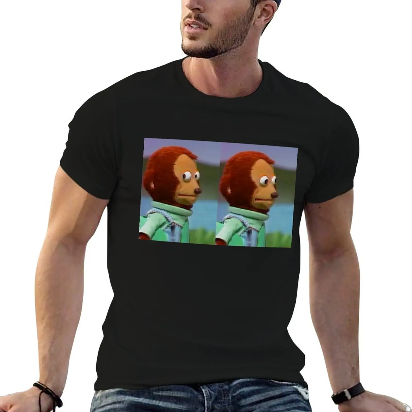 Monkey Stare Meme T-Shirt anime stuff graphic t shirts men workout shirt