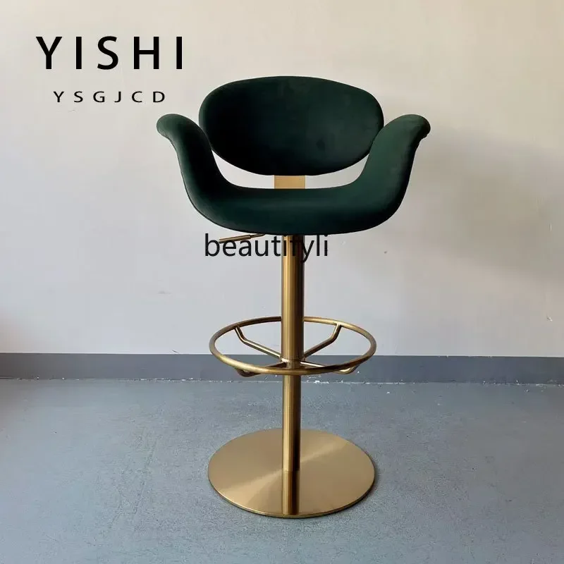 Q181 Light luxury lift bar chair rotating island table chair Italian minimalist bar chair front desk fabric backrest high stool