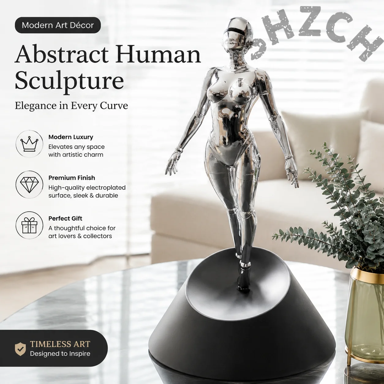 Electroplated Mechanical Goddess Statue – Vintage-Inspired Home Decor Sculpture for Desk or Shelf