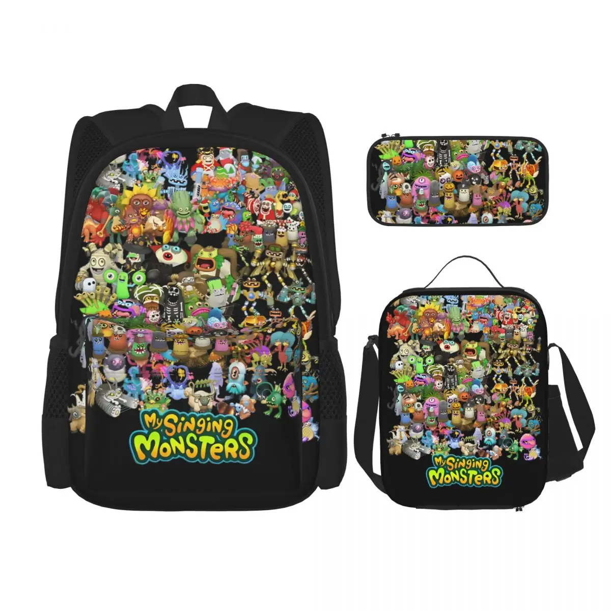 

Групповое фото My Singing Monsters, 3 шт./компл., рюкзак для подростков, сумка для обеда, пенал