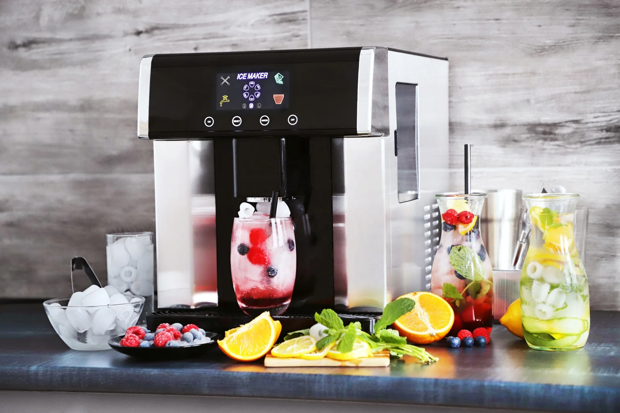 Máquina automática Ice Maker para bancada portátil, Cubo elétrico Making, função de auto-limpeza, 27lbs