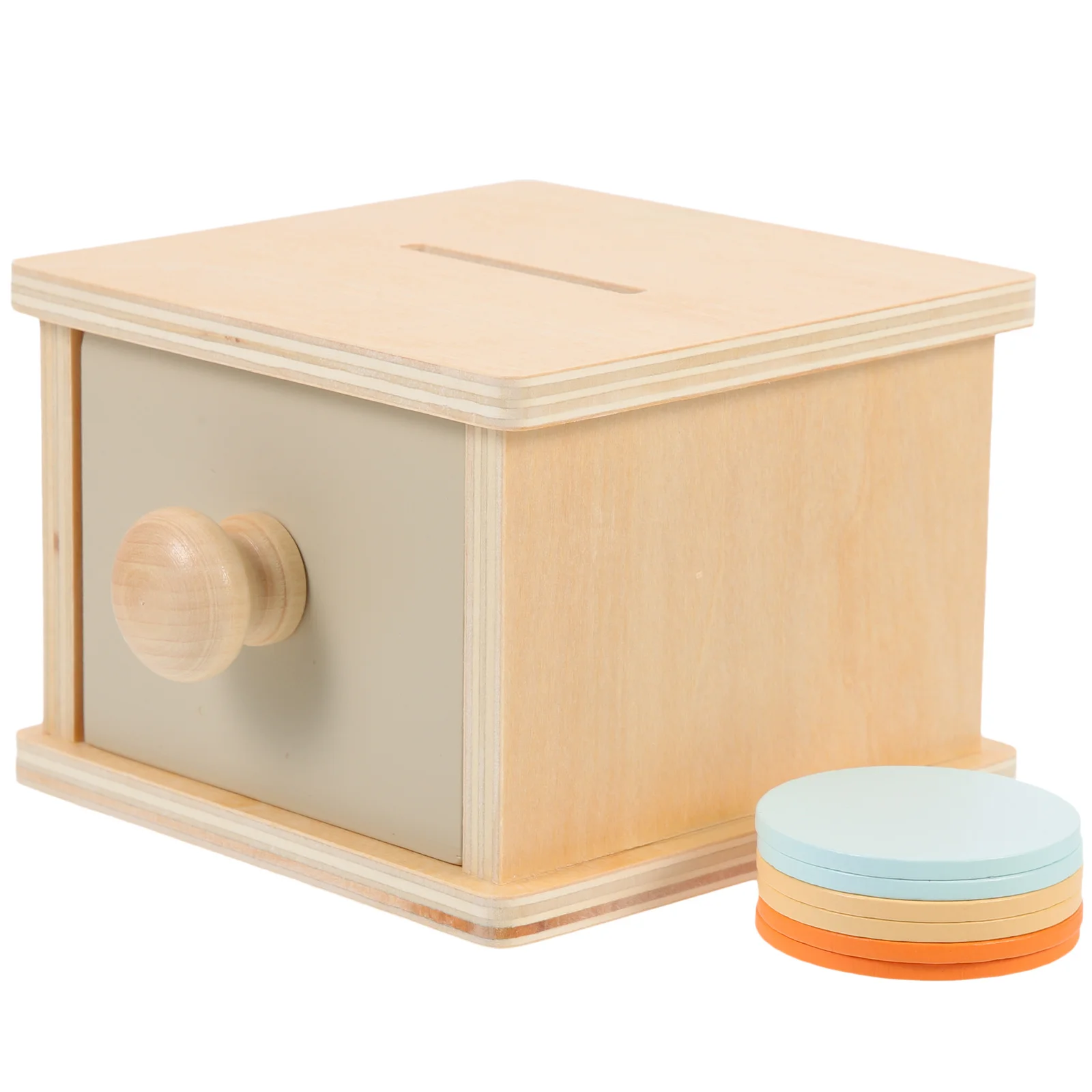 Caja de monedas para niños, habilidades motoras de madera, aprendizaje educativo intelectual, desarrollo temprano, entrenamiento de reconocimiento de Color para niños pequeños