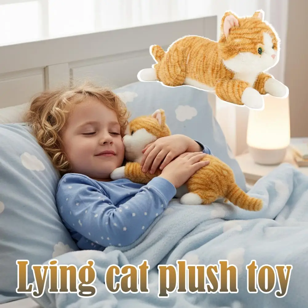 

Lying Cat Plush Toy Cute Soft Striped Fox Cat Throw Pillow Animal Doll Birthday Gift For Girl Cartoon Anime Cat Doll E4K7