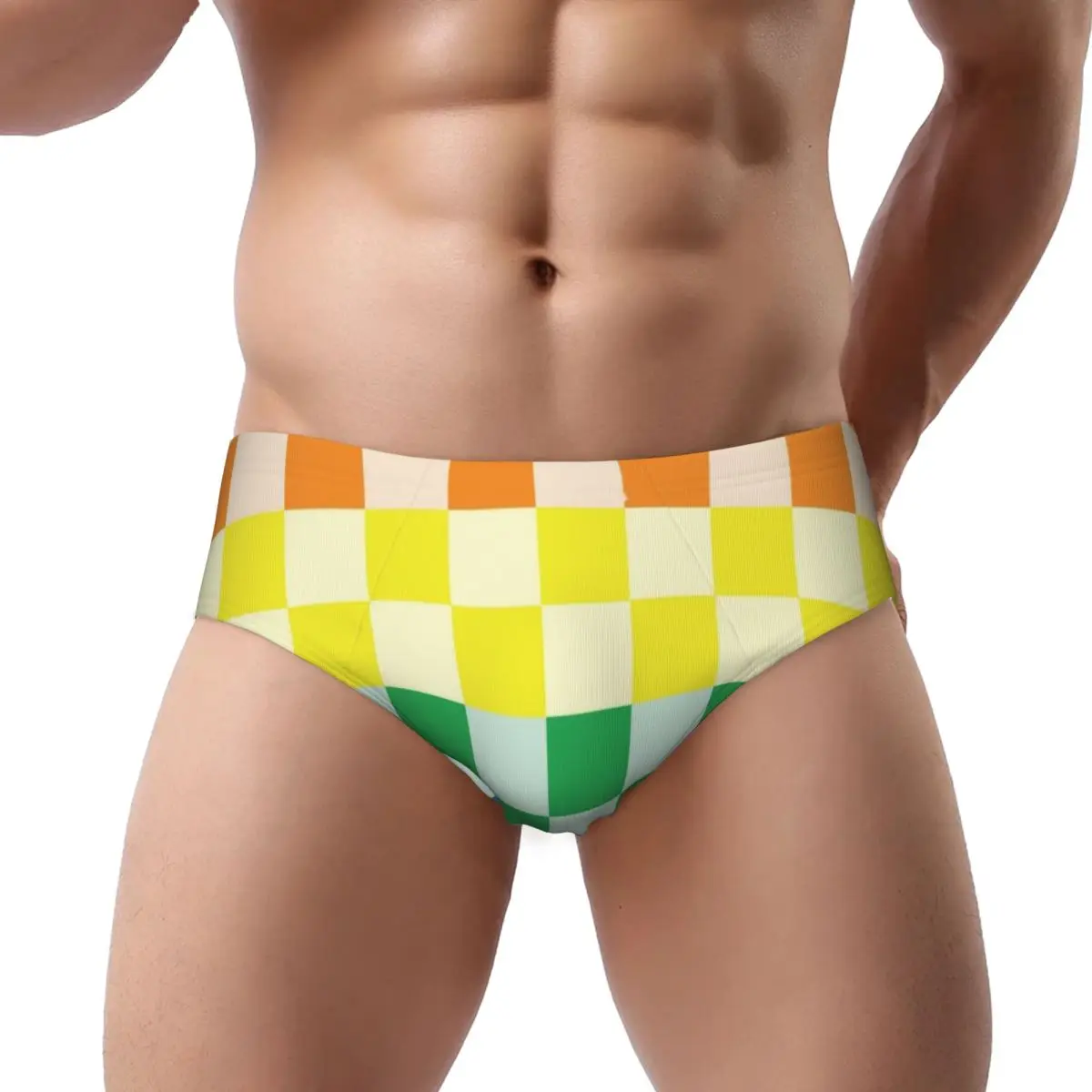 Custom Rainbow Checkers Checkered Brief Panties for Women Breathable Stretch Underwear