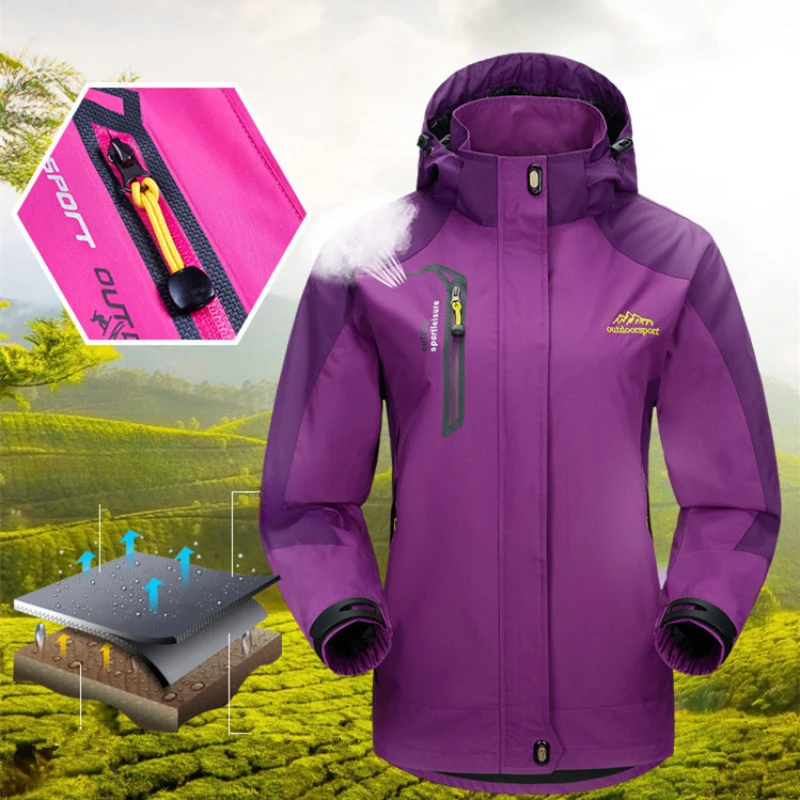 Breathable Hiking Jacket Couple Climbing Camping Treking Hooded Coats Windbreaker Waterproof Comfortable Tops Spring Male Female