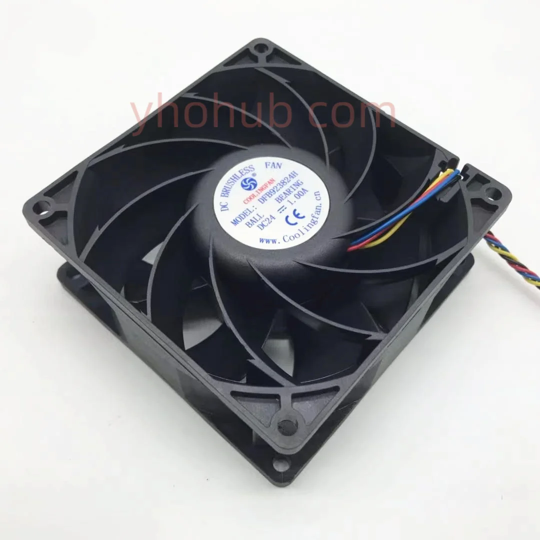 Imagem -04 - Coolingfan Dfb923824h dc 24v 1.00a 92x92x38 mm 2-wire-fio Servidor Ventilador de Refrigeração