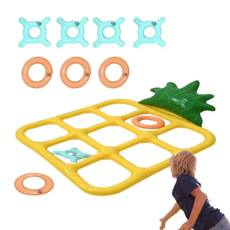 Inflatable Pool Toss Game Inflatable Toss Set, Pineapple-Shaped Floating Board Games for Pool Party Family Fun Inflatable Toys