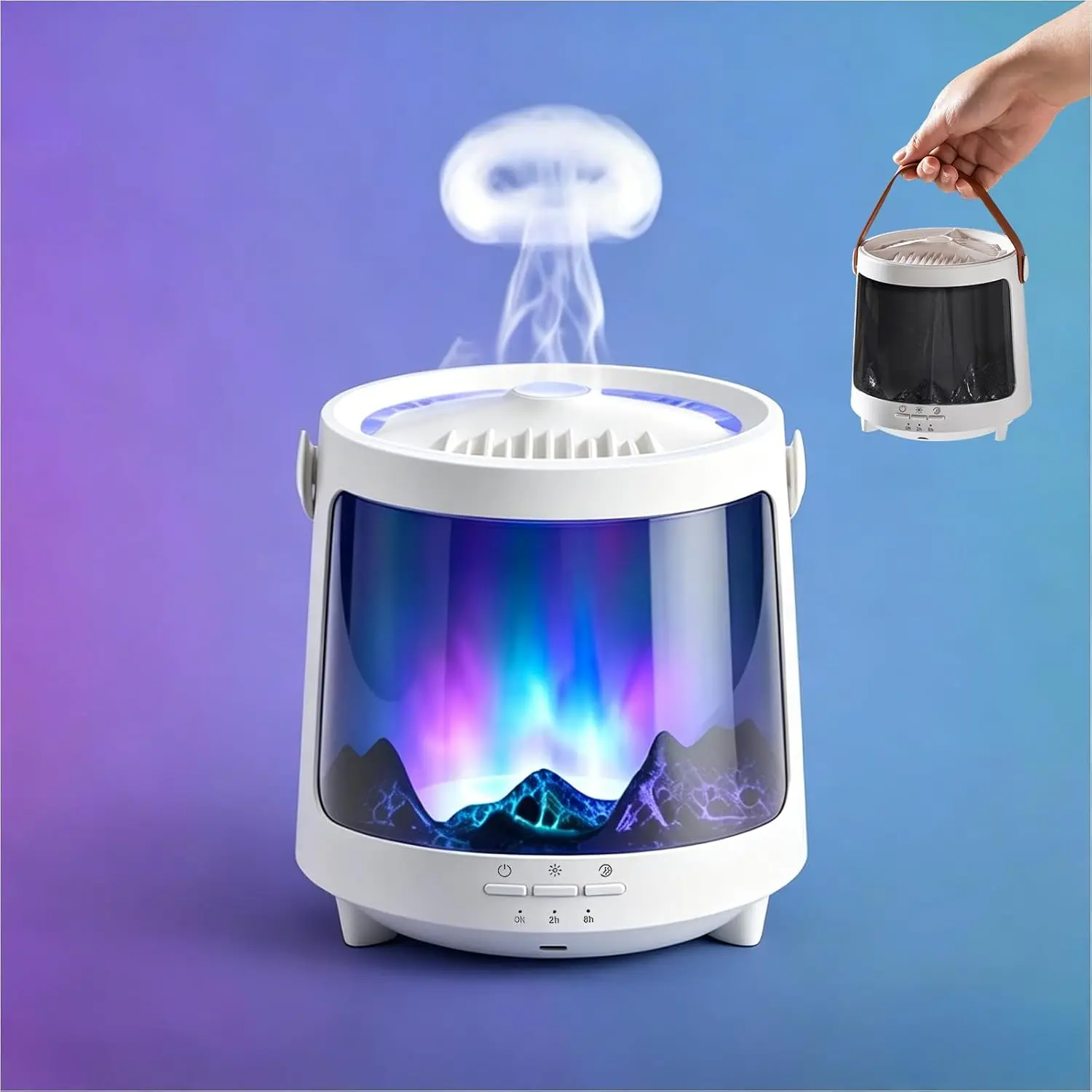 Jellyfish Aroma Diffuser Portable Aurora Flame Diffuser, 300ml Ultrasonic Cold Mist Humidifier, wimer and Auto-Off Function