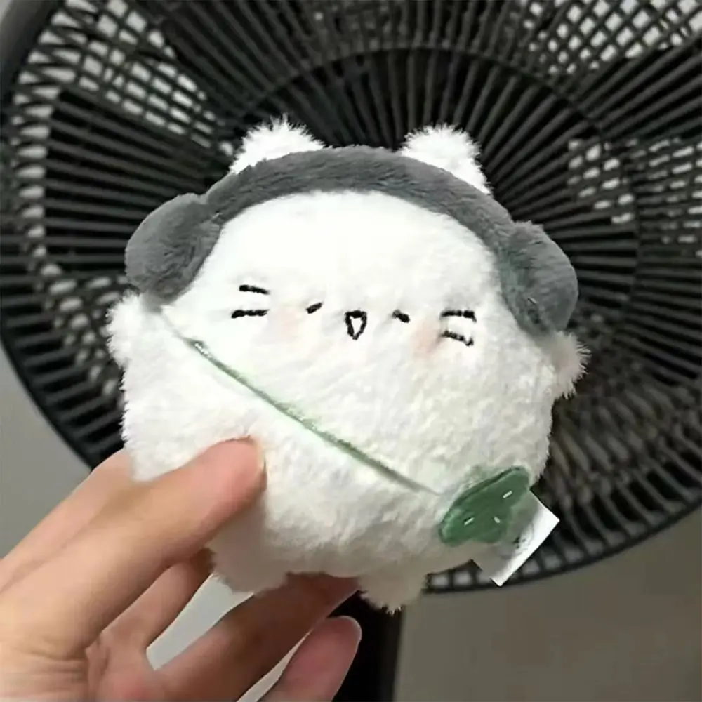 Four-leaf Clover Headphones Cat Keychain Backpack Ornaments Cartoon Cherry Pudding Cat Keyring Stuffed Animal Kawaii Cat