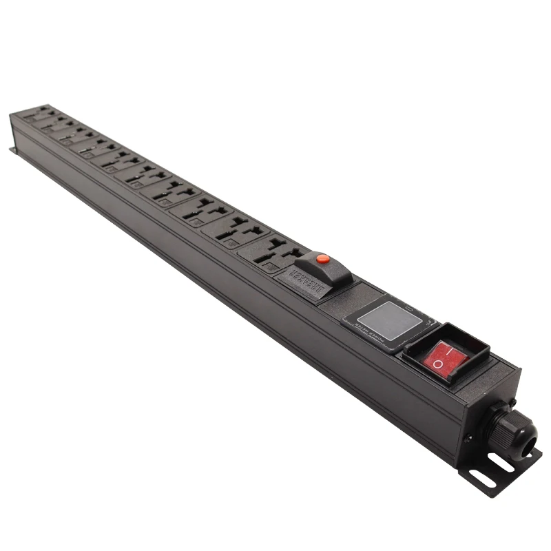 

PDU Power Distribution Unit Power Strip 3000W Overload Protection 10Way 16A Power Socket Extension Voltmeter Ammeter Power Meter