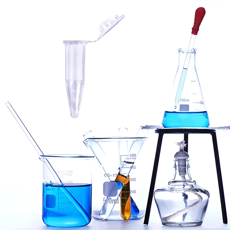 HFES 500 Uds tubo PCR con tapa plana 1,5 Ml tubo de microcentrífuga tubo de reacción PCR experimento escolar transparente