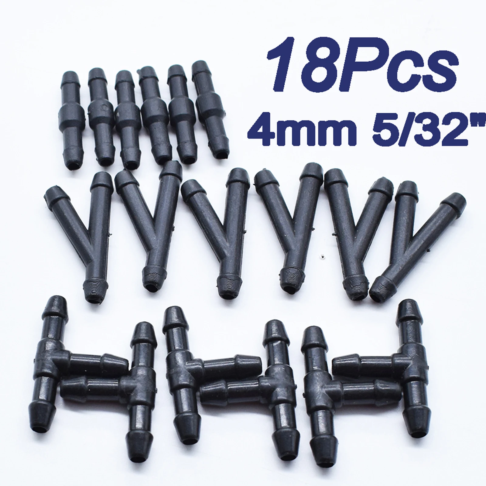 18Pcs Universal Joiner Pipe Connector T Piece Straight Tee 3 Way Y Piece Air Fuel Water Petrol Wiper Washer Nozzle Hose Tubing