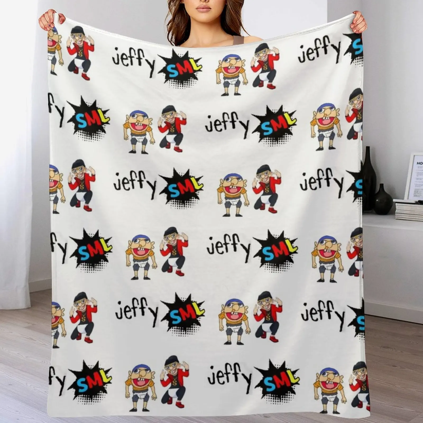 

Jeffy Funny Puppet Sticker Pack Sml Supermariologan Cool Throw Blanket Thins Sofa Single Blankets