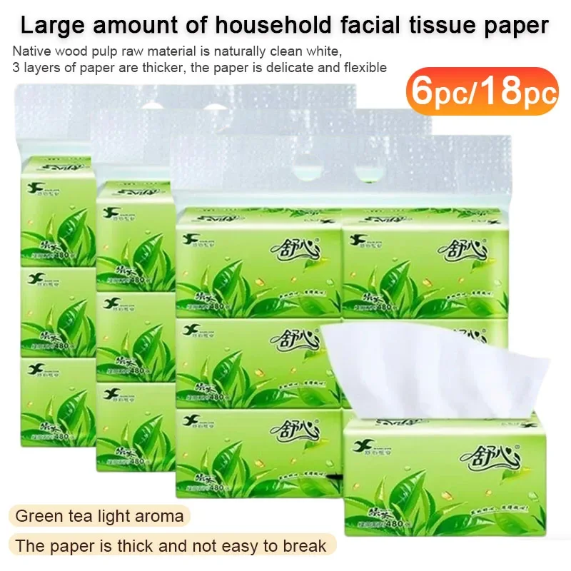 New multi-layer thickened tea flavored toilet paper for household use, large quantities of facial tissue paper, large napkins