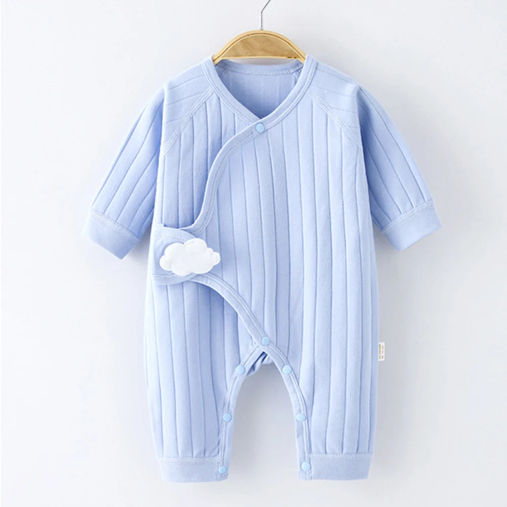 Baby Rompers Long Sleeve Cotton Solid Color Spring Autumn Newborn Clothes 0-3 Months Hospital Boy Girl Jumpsuit