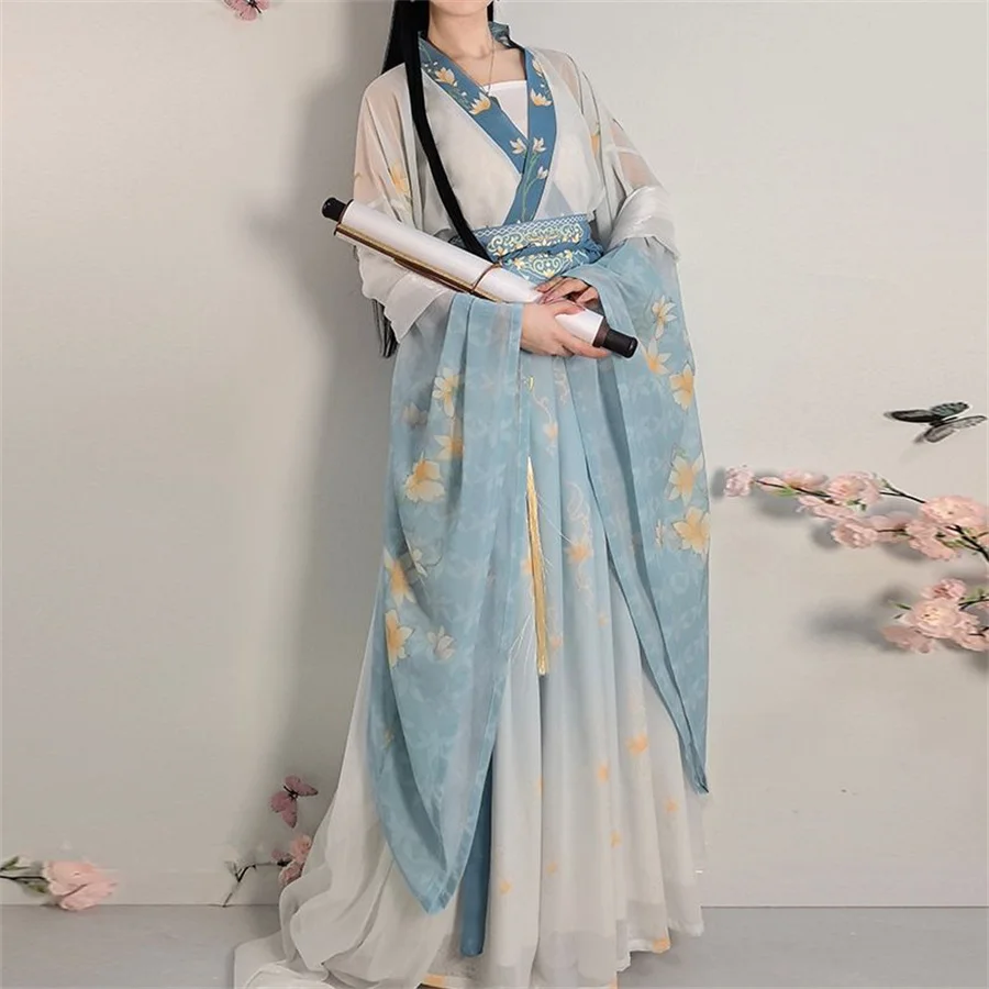 Chinese Traditional Hanfu Costume Woman Ancient Han Dynasty Dress Oriental Princess Dress Lady Elegance Tang Dynasty Dance Wear