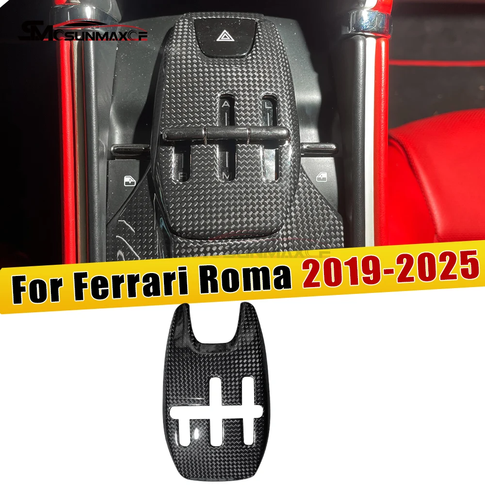 Fit Ferrari Roma Couper Spider 2019‑2025 Real Carbon Fiber Gear Shift Surround Trim Cover 1Pcs Car Interior Modification Parts