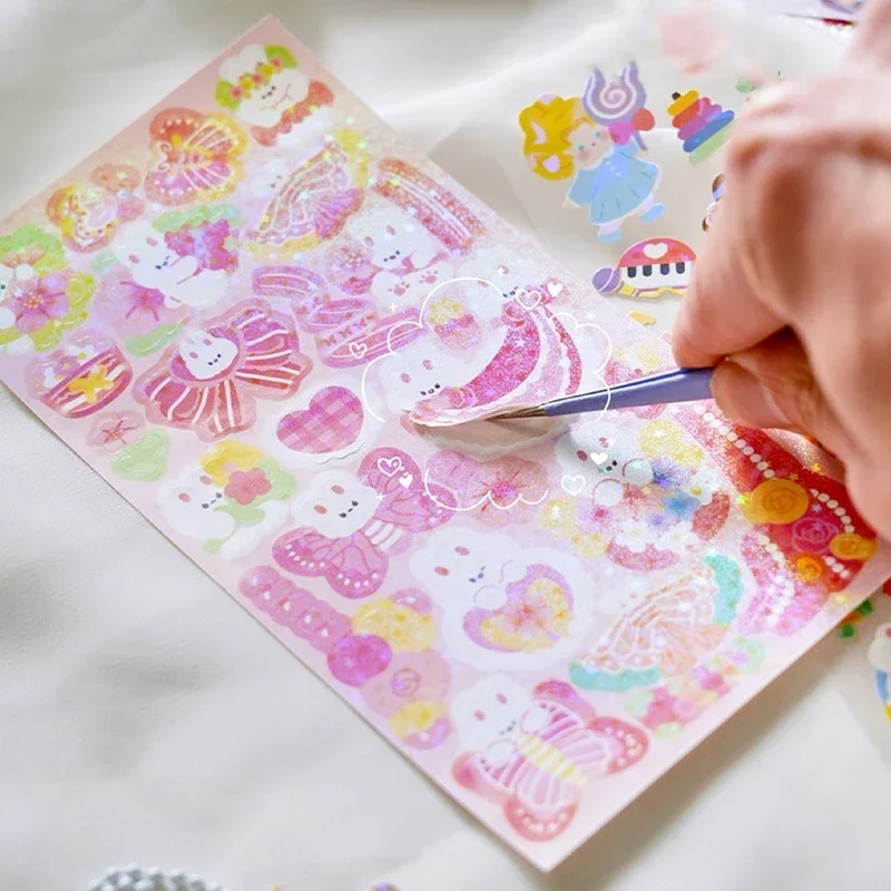 20/50/100pcs Random Sticker Pack Laser Decorative Kawaii Album Stickers Korean Stationery DIY Junk Journal Material
