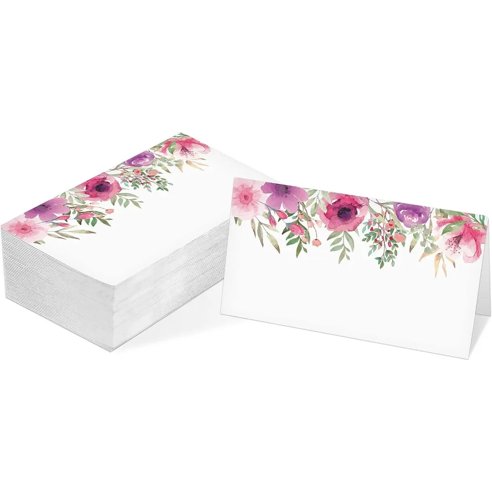 Tarjeta de lugar de mesa, tarjetas estilo tienda con temática floral de acuarela, paquete de 25 tarjetas de lugar de recepción de media pliegue, perfecta para bodas, Bri