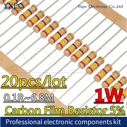 20pcs 1W Resistenza Pellicola di Carbonio 5% 0.1R ~ 6.8M 10R 100R 220R 330R 470R 1K 2.2K 3.3K 4.7K 10K 22K 47K 100K 1M 10R 100 220 330 470 ohm