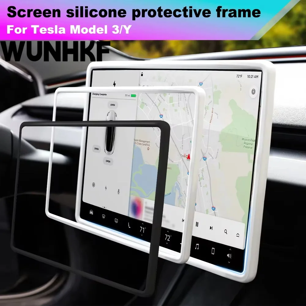 Car Accessories Silicone Protective Frame Edge For Tesla Model 3 Y Central Control Display Navigation GPS Screen Protector