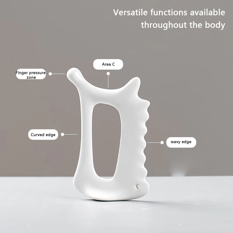 

White Ceramic Scraping Board Facial Guasha Handheld Full Body Universal Type Acupoint Massager Lymphatic Drainage Massager