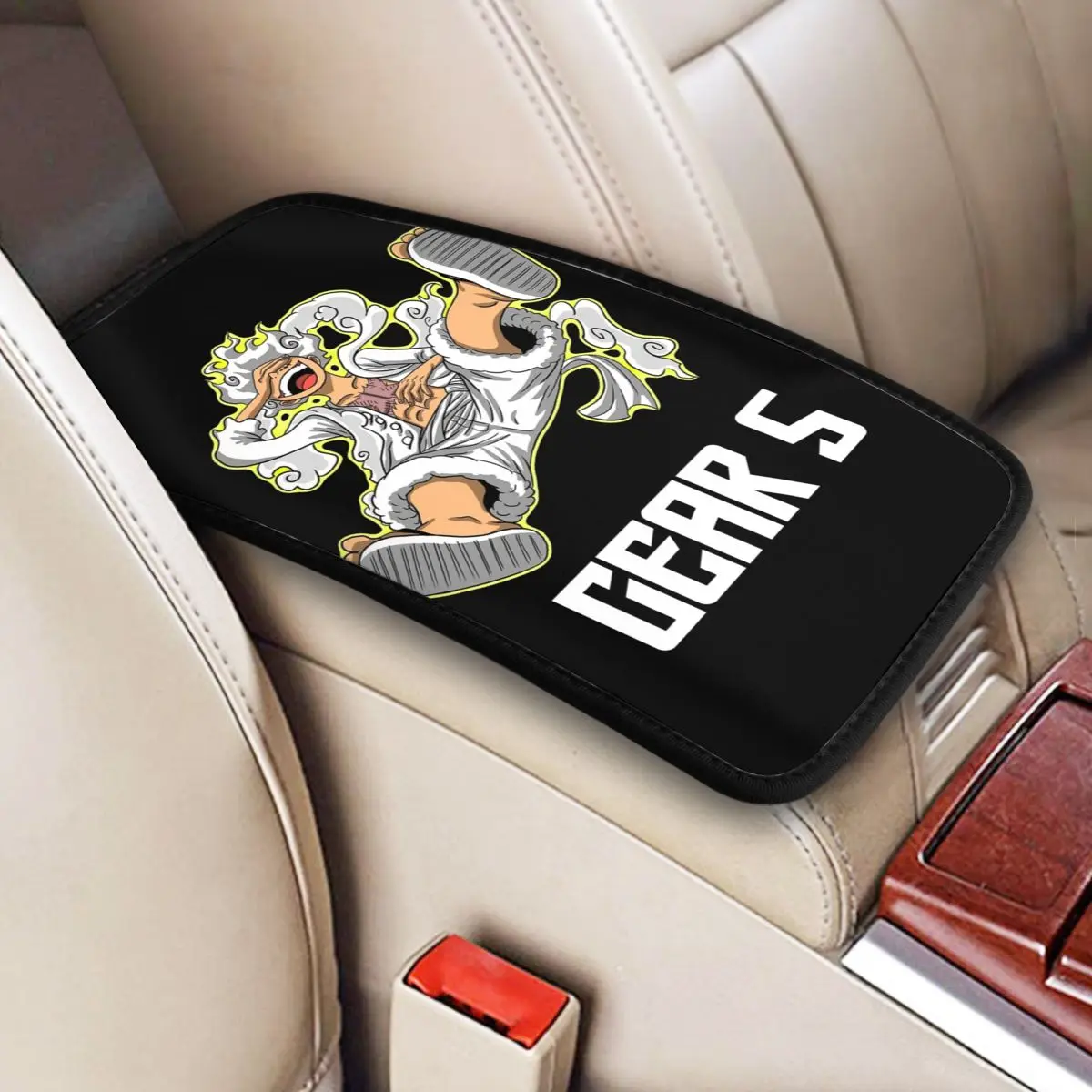 Luffy Gear 5 Manga Center Handle Box Pad Cushion for Universal Cars One Piece Auto Interior Arm Rest Cover Mat