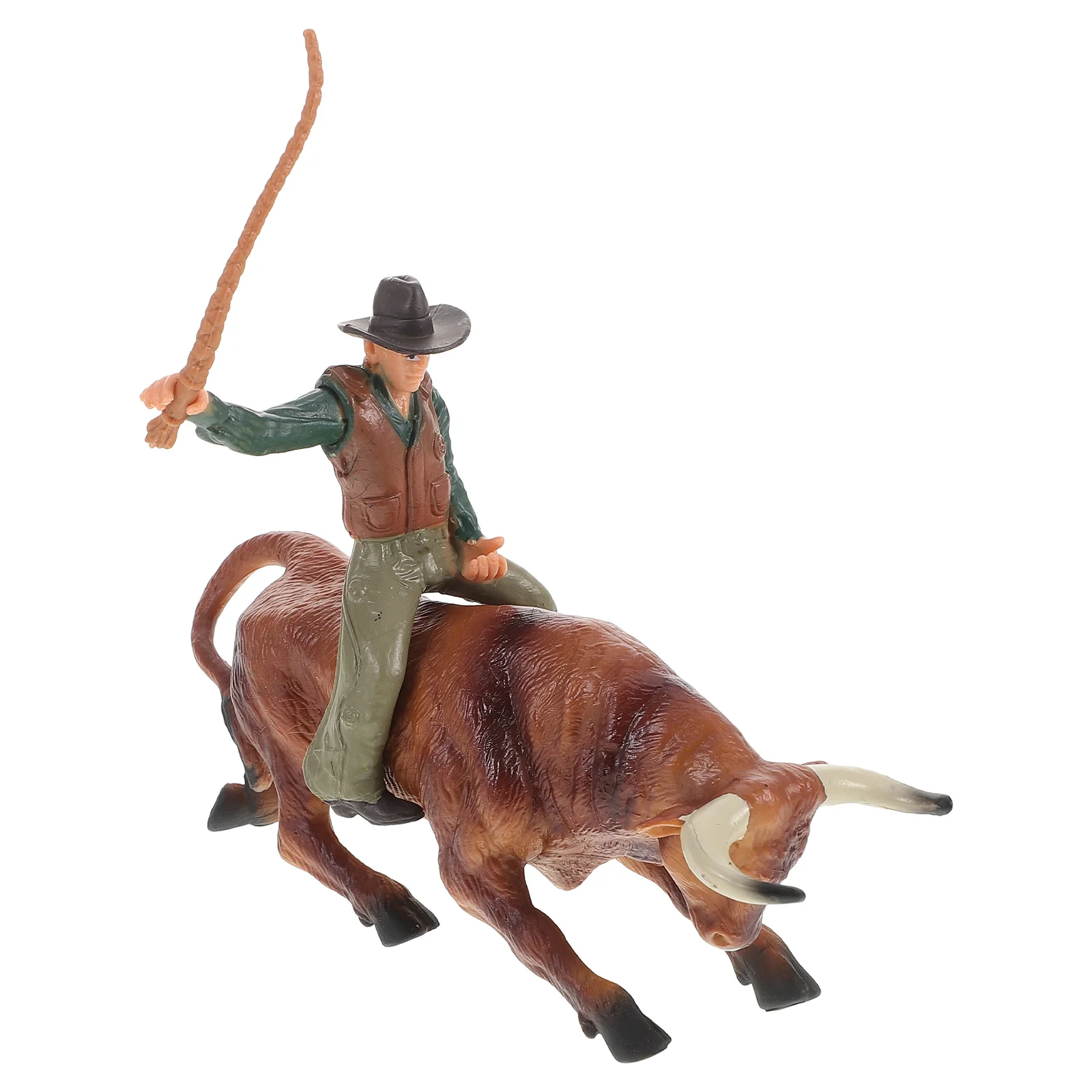 Cowboy Model Desktop Bull Bullfighter and Figurine Statue Resin Simulation Child