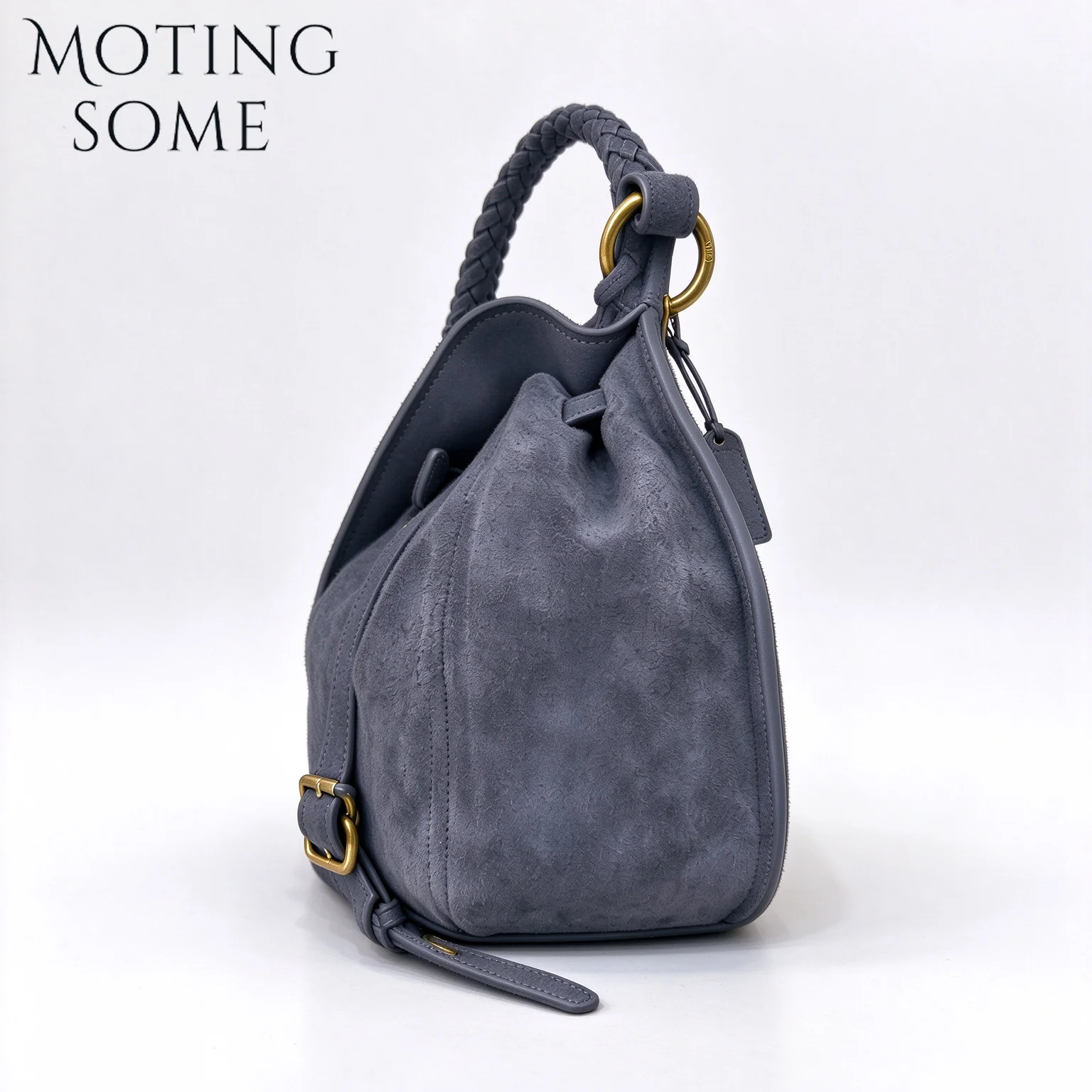 MOTINGSOME Natural Suede Hobo Shoulder Bag for Women Soft Curved Saddle Handbag with Flap Elegant Casual Daily Crossbody Purse
