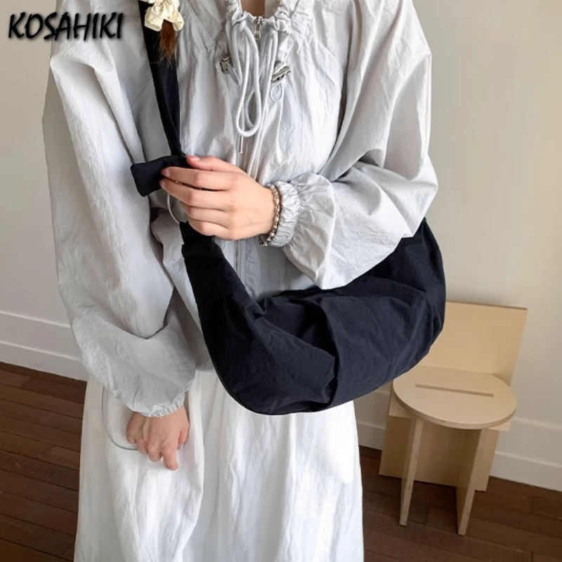 

All Match Nylon Simple Solid Hobo Bags Vintage Casual Y2k Aesthetic Women Shoulder Bag Grunge Women Trendy Handbags Crossbody
