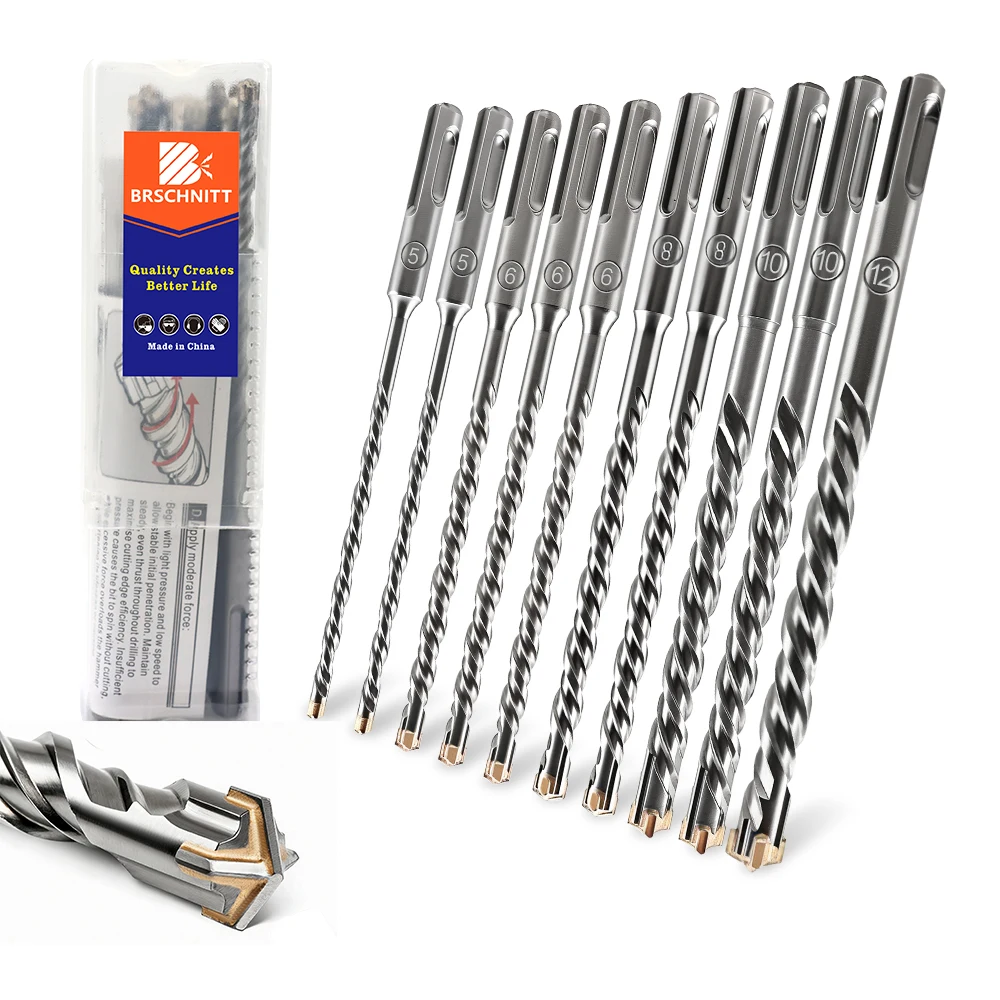 BRSCHNITT Betonhammer-Bohrer für Beton, Mauerwerk, Granit, Ziegel mit Hartmetallspitzen SDS-Plus Hartmetall-Bohrerset – Detail 2