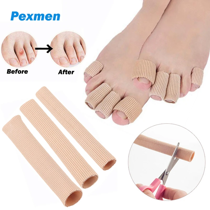 

Pexmen Gel Toe Tubes Sleeves Toe Protectors Cushions Fabric Finger Toe Separator for Bunion Hammer Toe Callus Corn Blisters