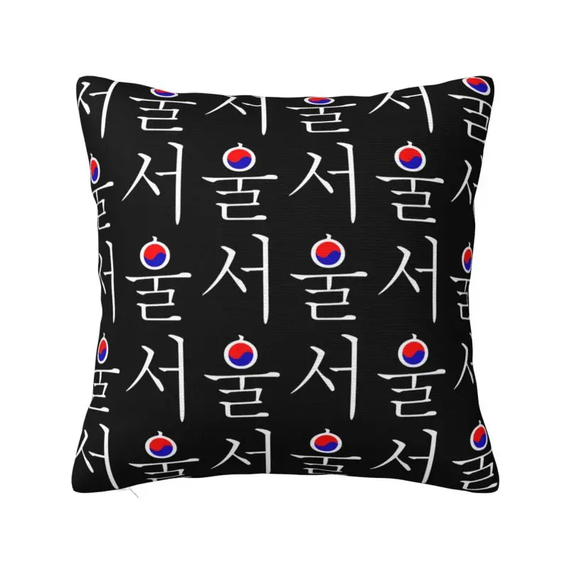 Custom Nordic Style Seoul South Korea Hangul Korean Flag Cushion Covers Velvet Throw Pillow for Car Square Pillowcase Home Decor