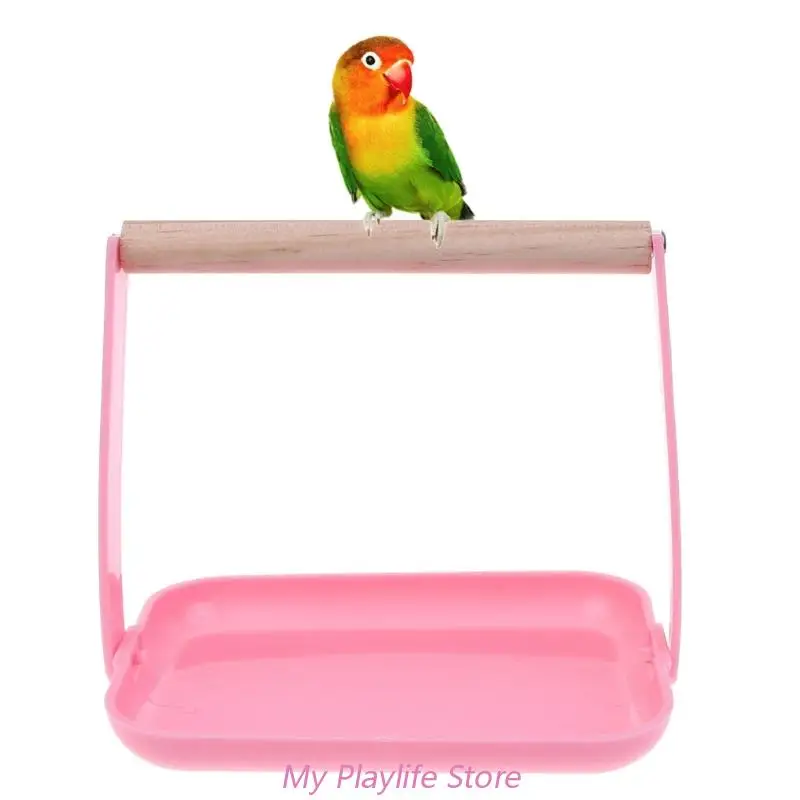 Bird Stand Tabletop Training Perch Portable Parrot Wooden Play Stands with Plastic Tray for Small Medium Parrots Bird Supplies