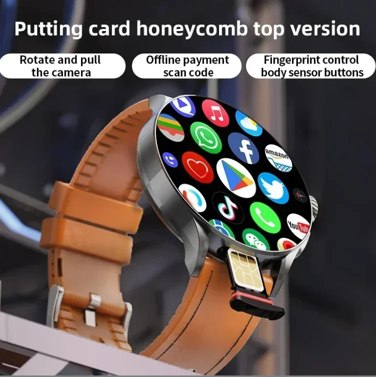 GT200 Android Smartwatch 1.95inch Amoled Screen 750*750 Screen 4GB+64GB GPS WIFI Video Call 8MP Camera Smartwatch 4G SIM