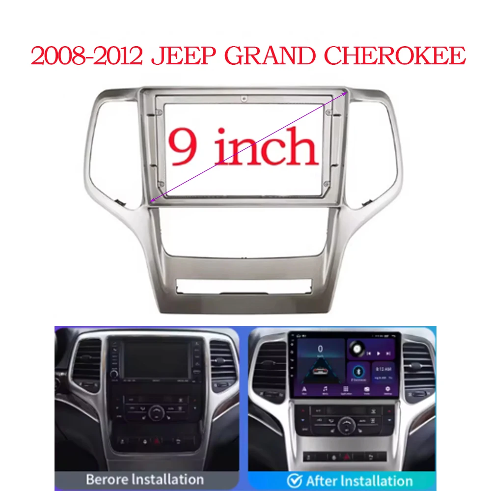 

For 2008-2012 JEEP GRAND CHEROKEE (9 Inch) Car Radio Fascias Installation Dash Frame 2 Din Panel DVD Gps Mp5 Android Player Trim