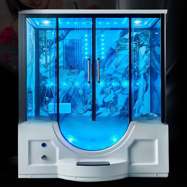 Deluxe Steam Shower Room with Jacuzzi Spa Massage Steam Bathroom Glass Shower Room Wet Sauna