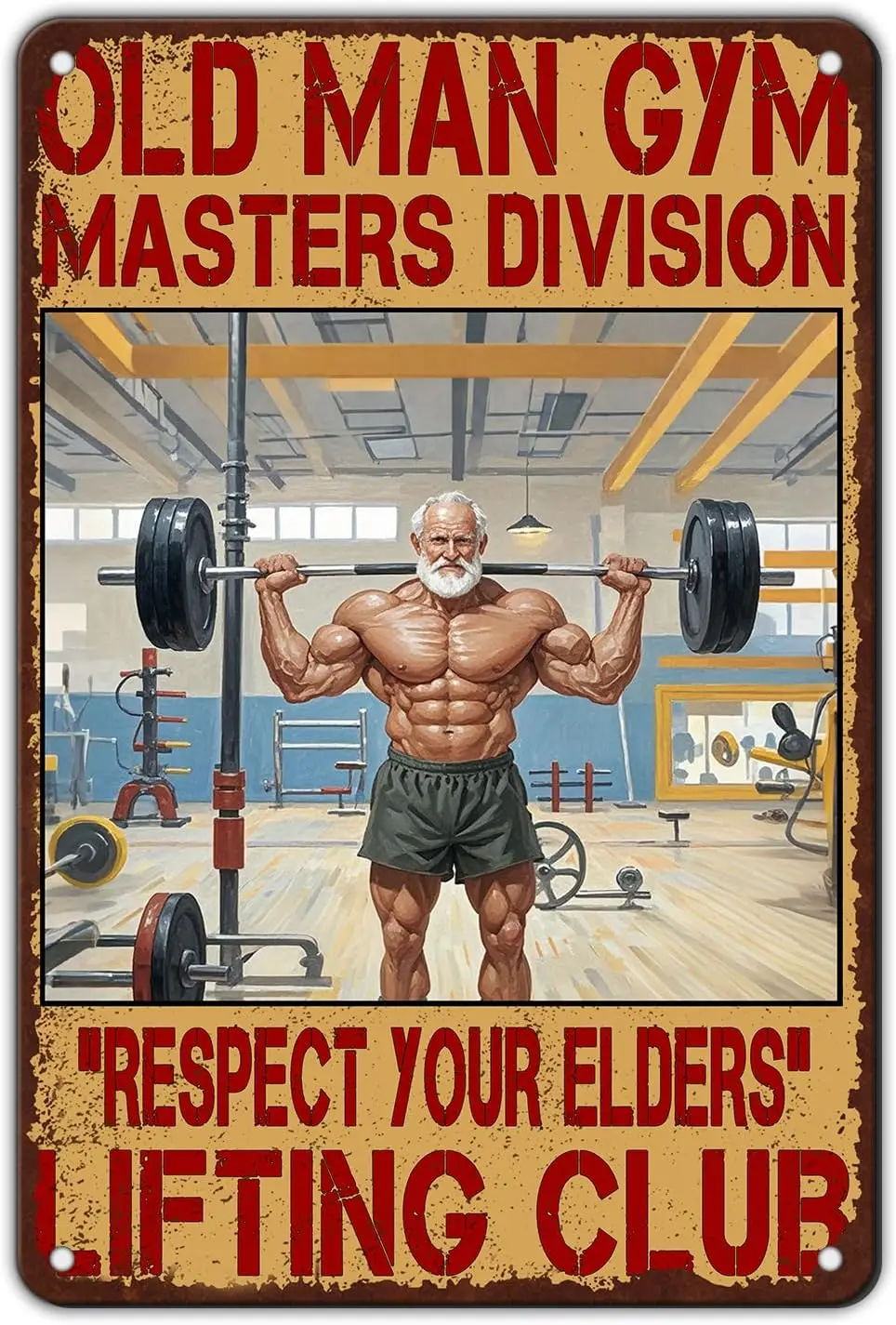 Gym Posters Old Man Gym Metal Tin Sign Weightlifting Signs Home Gym Man Tin Sign Gym Bar Pub Sign Poster Garage Bar Pub  --Tin S
