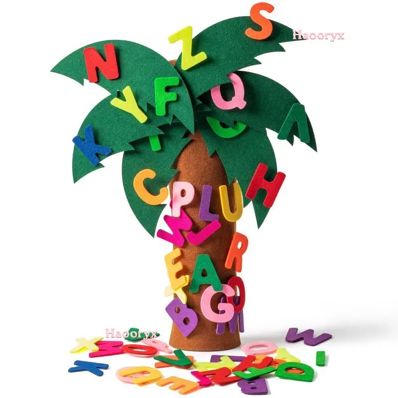 31Pcs Felt Coconut Tree Set Preschool Handmade DIY Craft Making a Tree Montessori Educational Toys Decoration Gifts For Children