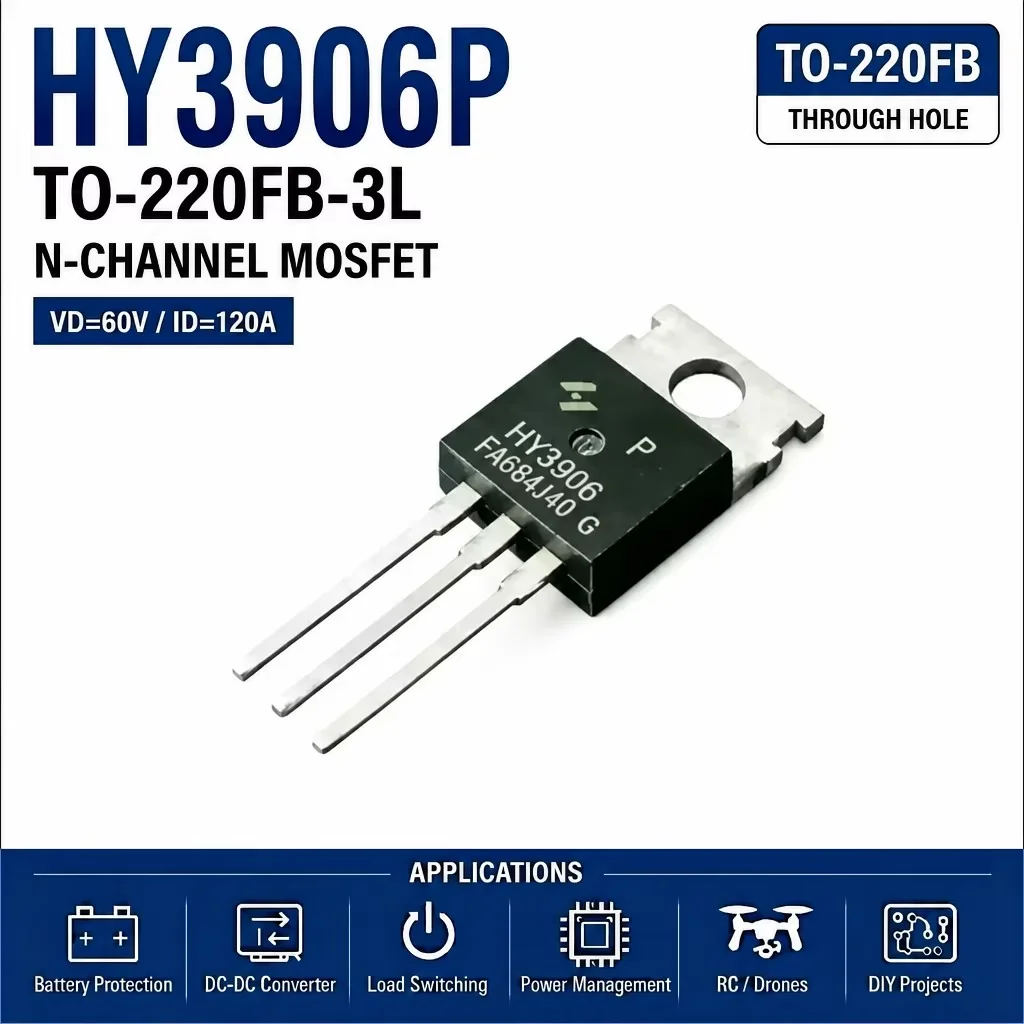 (10 pcs) HY3906P TO-220FB-3L (Marking HY3906) - N-Channel MOSFET 60V 190A 3.2mΩ