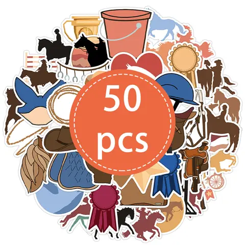 50 pçs dos desenhos animados esportes equestres corrida de cavalos ocidental cowboy graffiti adesivos diy guitarra notebook skate decalques brinquedo do miúdo presente