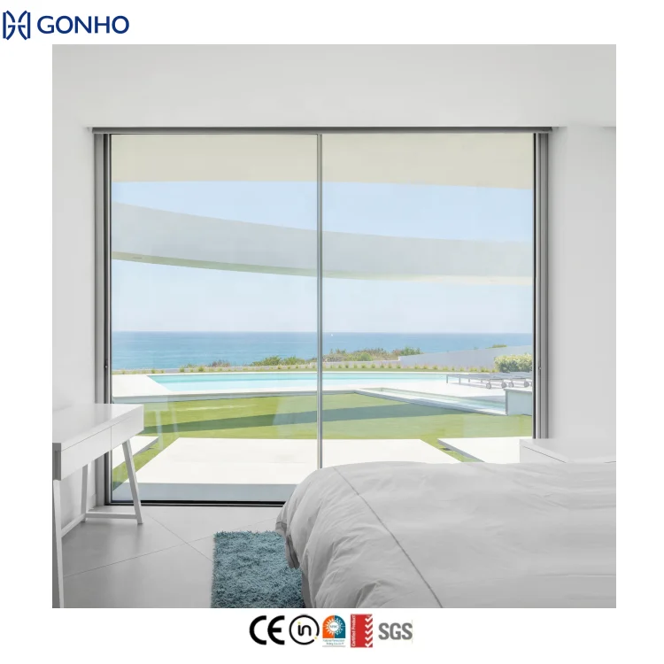 GONHO Customized Logo Japanese Style Lightweight and Extremely Narrow Frame Aluminum Sliding Doors