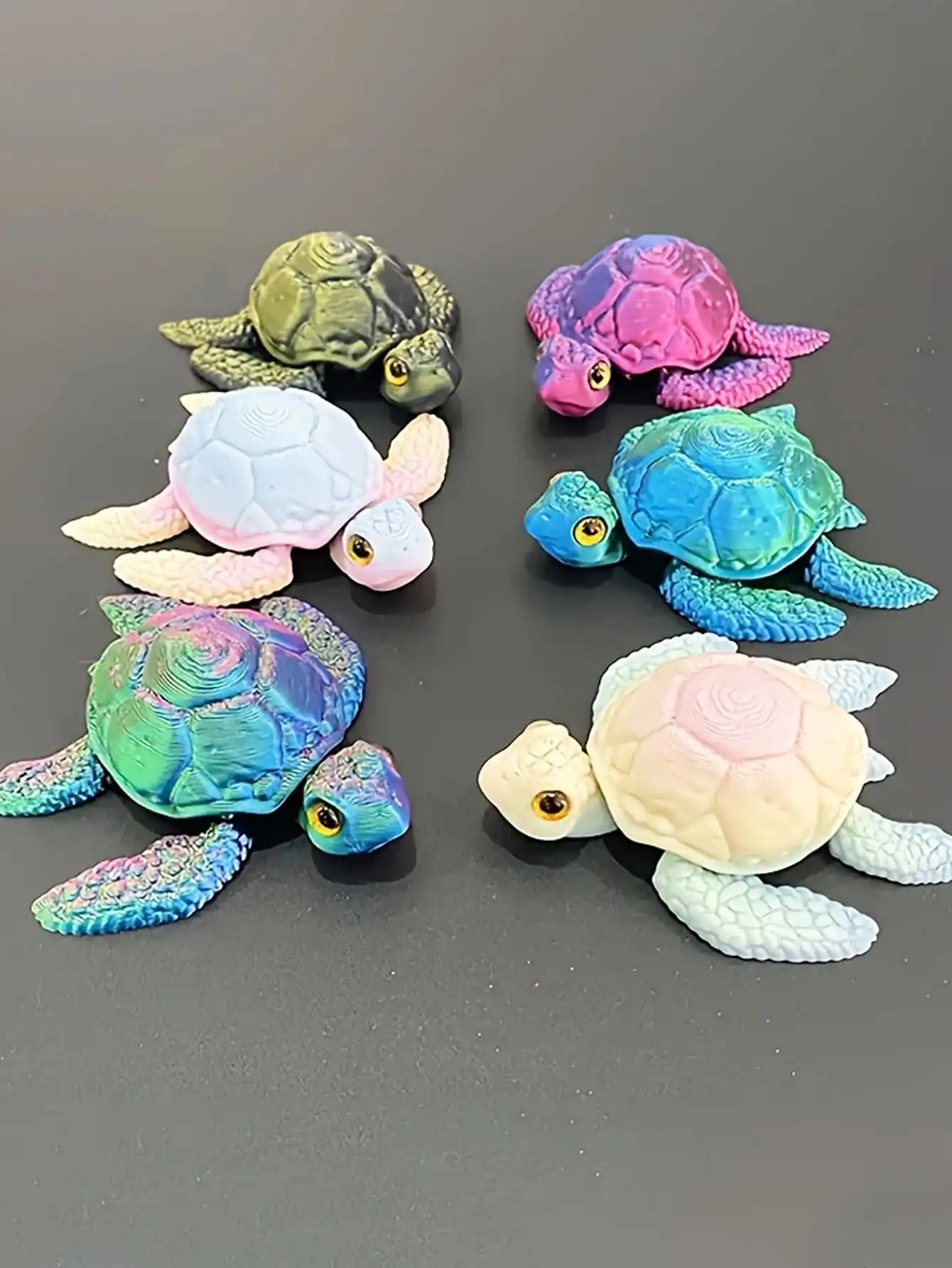 

3D-печатная фигурка морской черепахи с реалистичными глазами, градиентными цветами, подвижными конечностями, для декора рабочего стола или автомобиля
