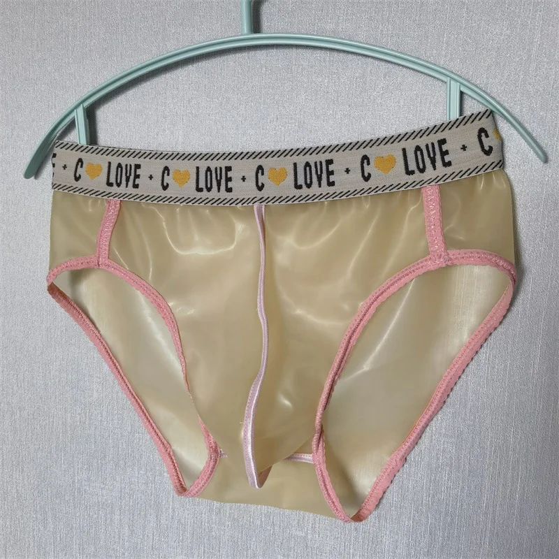 Latex Leather Briefs for Men U Convex Pouch  Underwear Gays Sexy Underpants Sissy Low Waist Translucent Scrotum Bulge Knickers