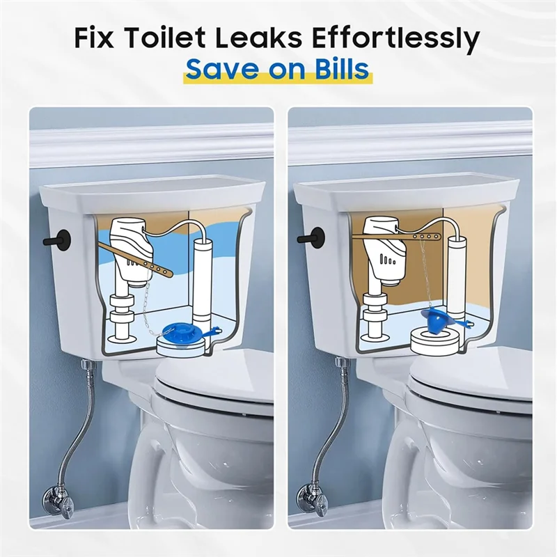【People Favorite】Universal Toilet Flapper Replacement Kit 2 Inch 1SET With 2 Stainless Chains For Toilet Tank