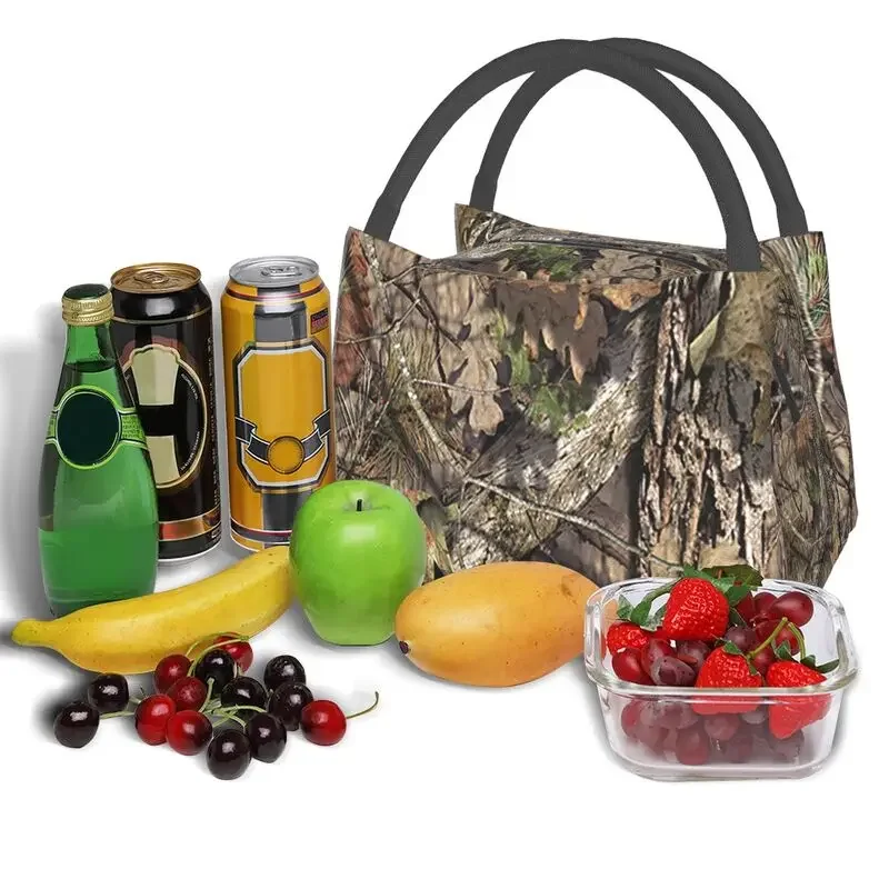 Hunting Camo Camouflage Pattern Insulated Lunch Bags for Women Leaves Woods Season Portable Thermal Cooler Food Lunch Box