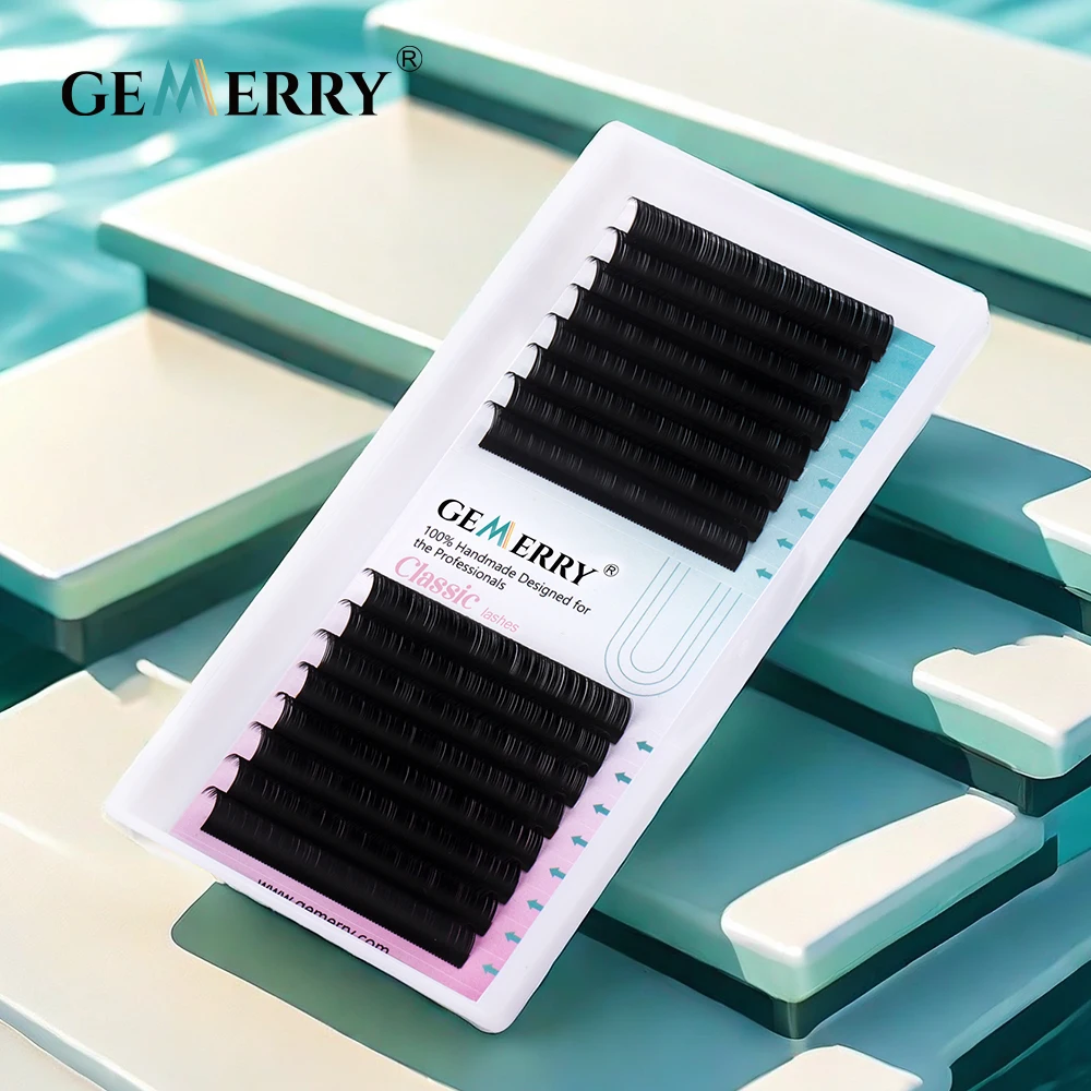 GEMERRY 16 Lines Individual Eyelash Extensions for Professional Lash Building C/CC/D/DD Faux Mink Soft Hand Made Fake Eyelashes