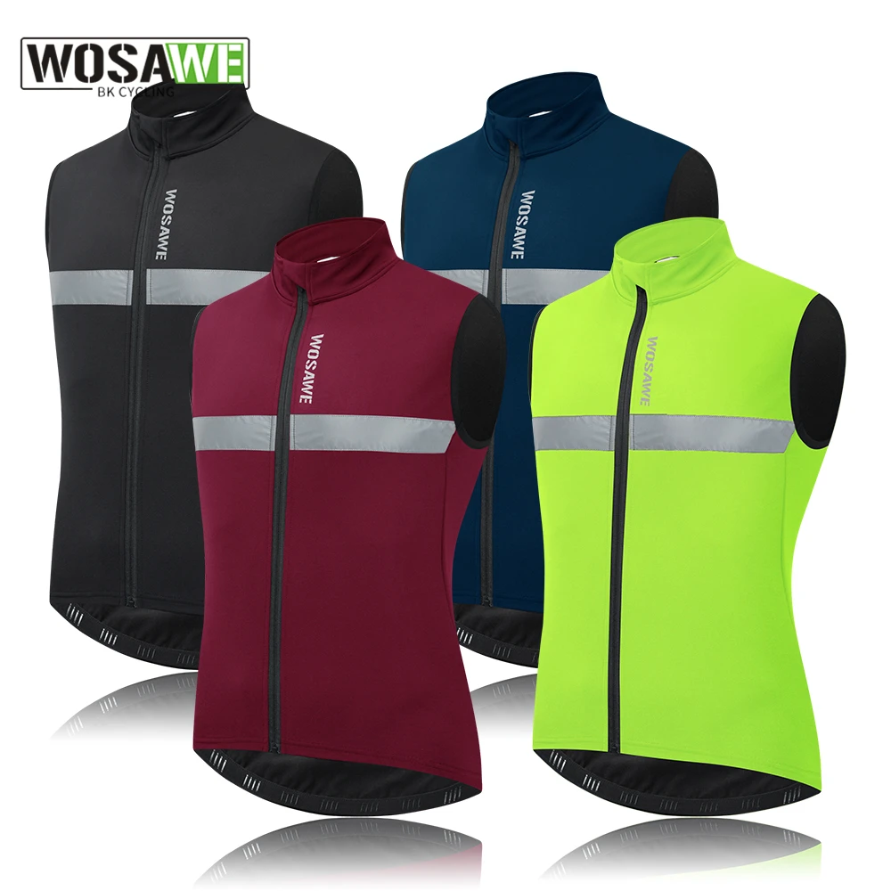 

WOSAWE Reflective Cycling Gilet Windproof Cycling Vest Mtb Bicycle Jacket Sleeveless Road Bike Wind Coat for Men Women Jersey