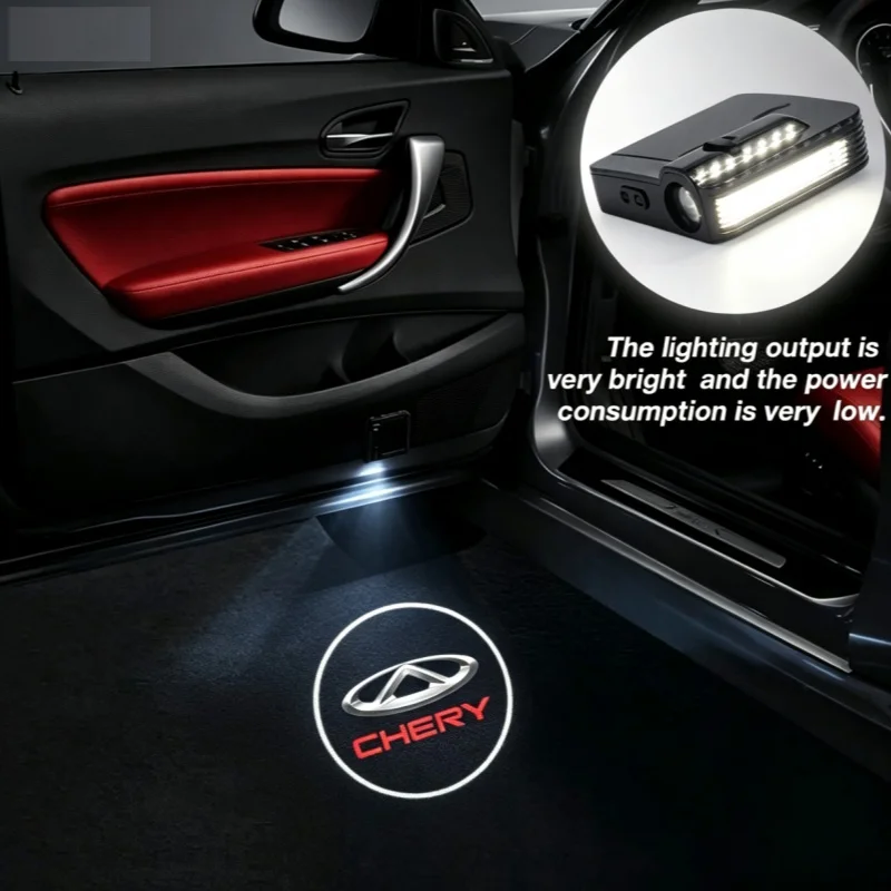 2Pcs Wireless LED Car Door Logo Projector Welcome Puddle Courtesy Shadow Lamp For Chery Fulwin QQ Tiggo 3 5 A1 A3